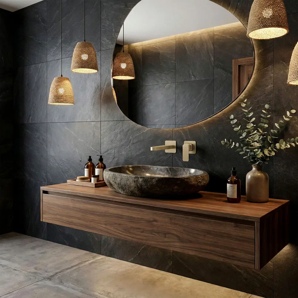 Bateria Umywalkowa Podtynkowa Złota Szczotkowana